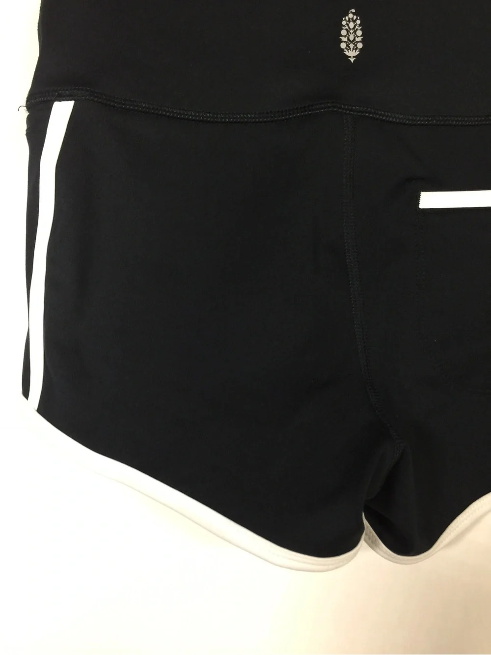 Free People Sporty Black High-Rise Athletic Shorts with White Trim